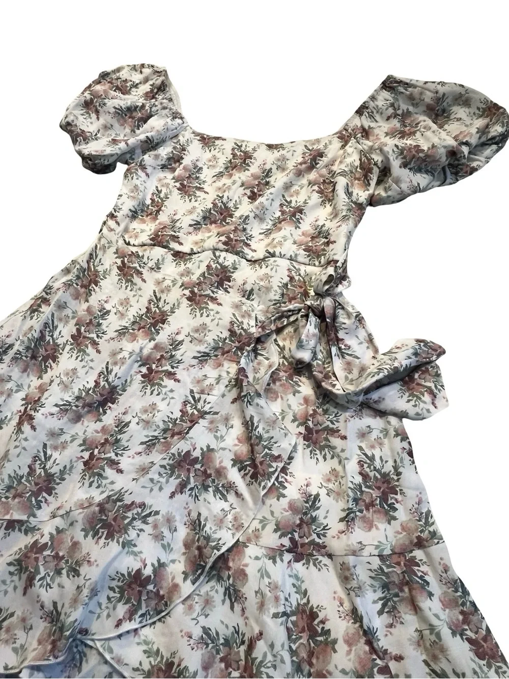 Trixxi Floral Puff Sleeve Wrap Dress Cottagecore Mini Dress Size Small - Picture 3 of 4